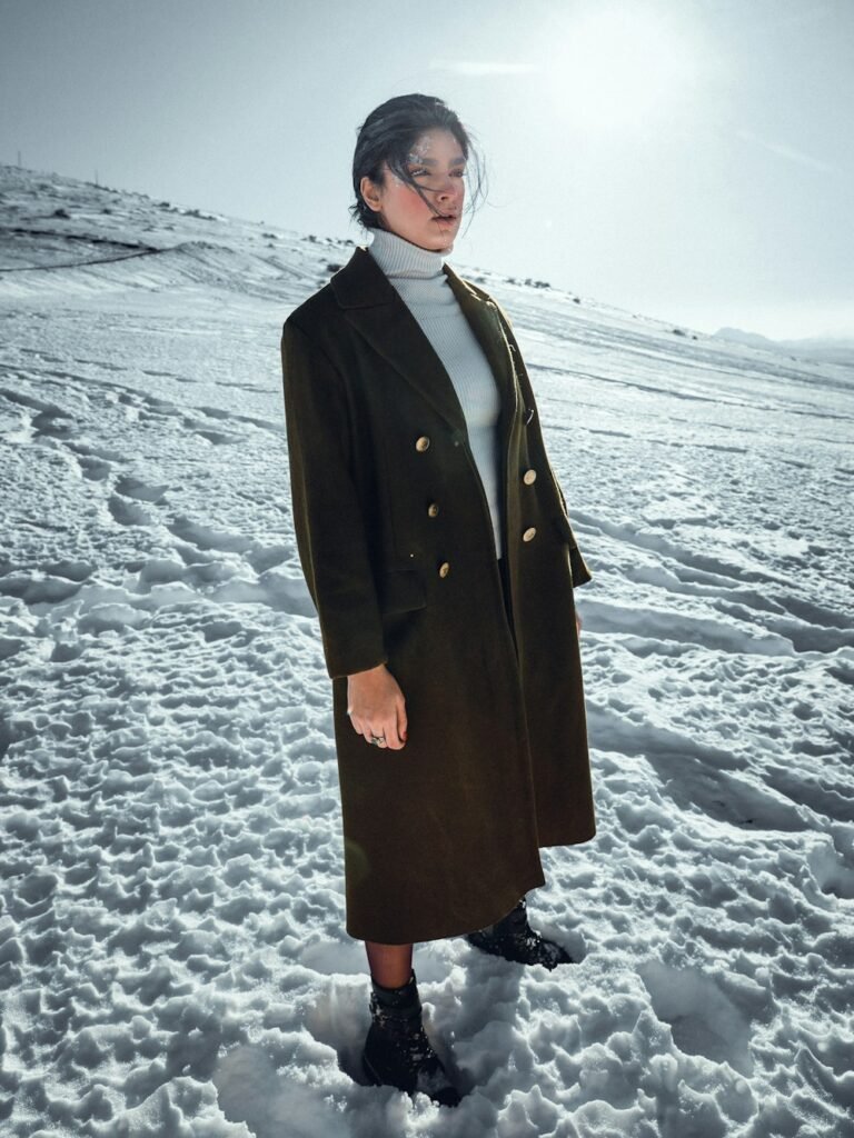 Manteau long en laine double face