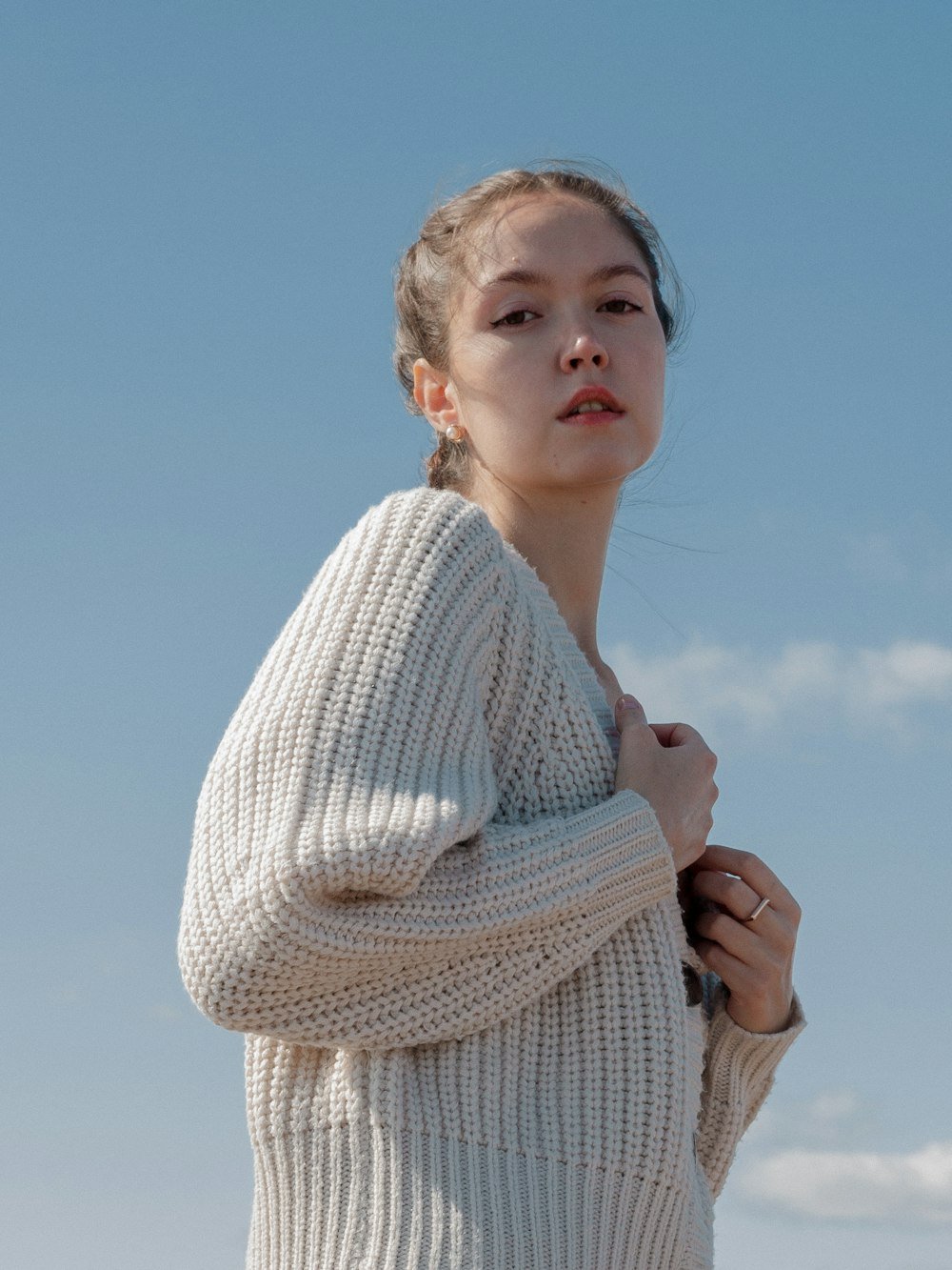 Pull en grosse maille côtelée