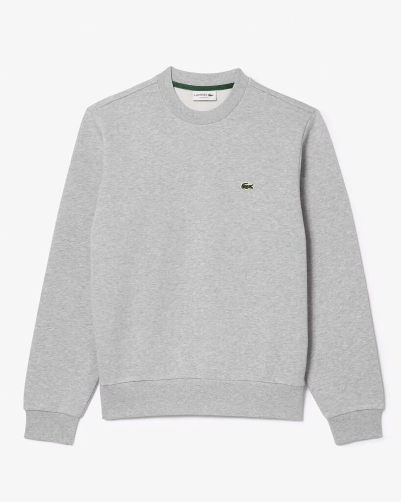 Sweat col rond en molleton gris chiné