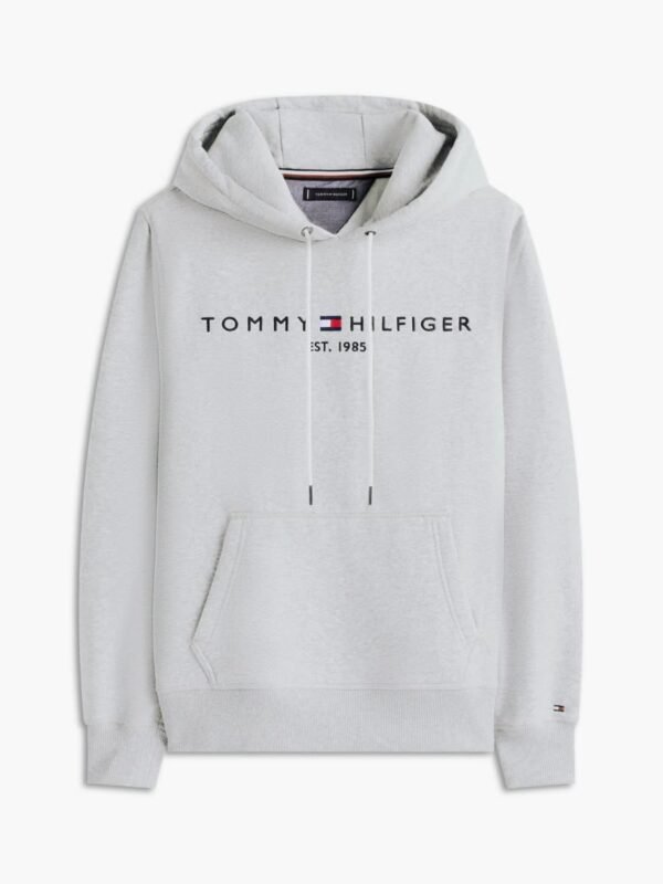 Hoodie logo brodé gris chiné