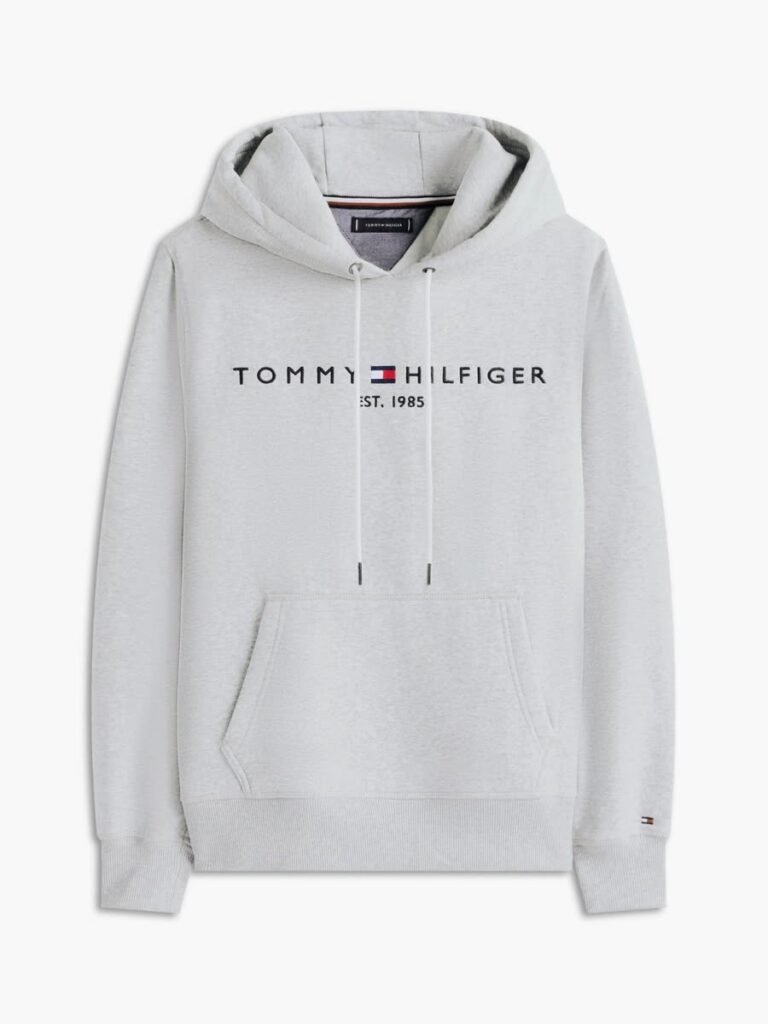 Hoodie logo brodé gris chiné